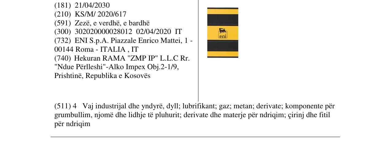 Zëri i markës ENI në buletin
