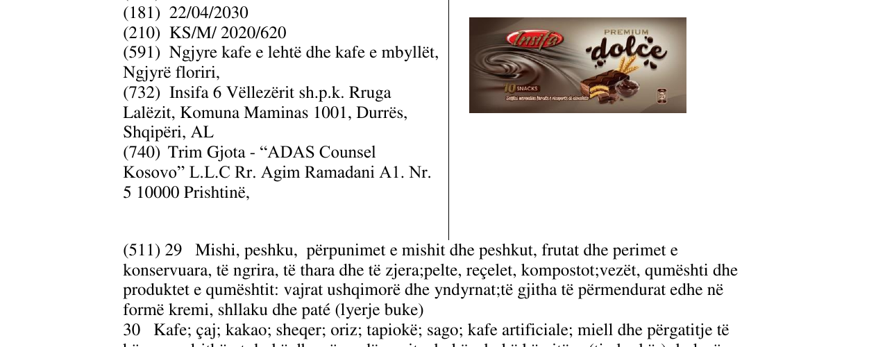 Zëri i markës PREMIUM DOLCE në buletin