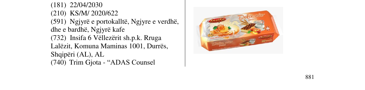 Zëri i markës DOLCE MIO në buletin