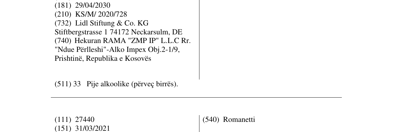 Zëri i markës Renchtäler në buletin