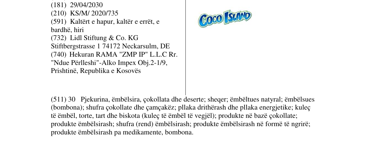 Zëri i markës COCO ISLAND në buletin