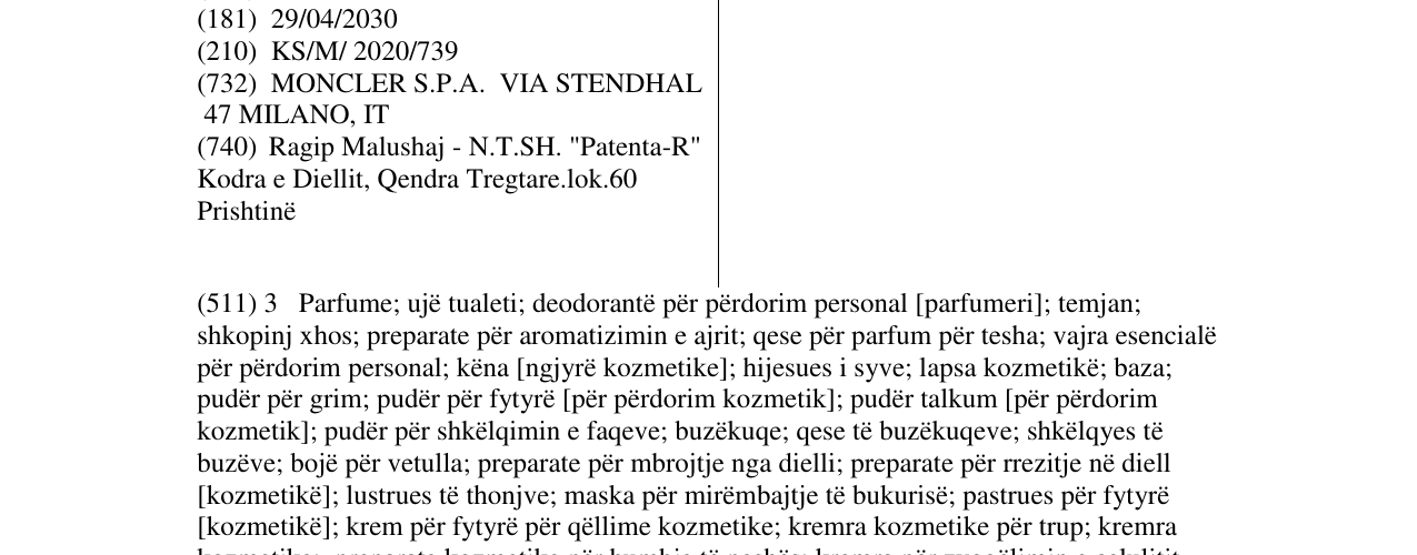 Zëri i markës MONCLER GENIUS në buletin