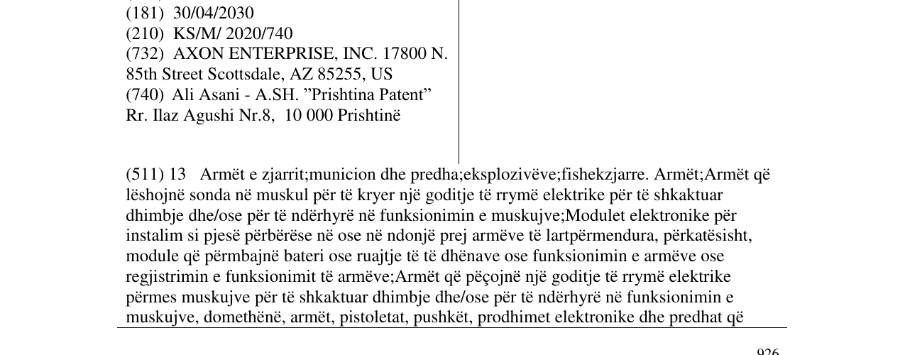 Zëri i markës TASER në buletin