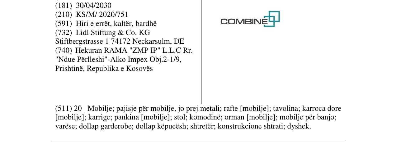 Zëri i markës COMBINE në buletin