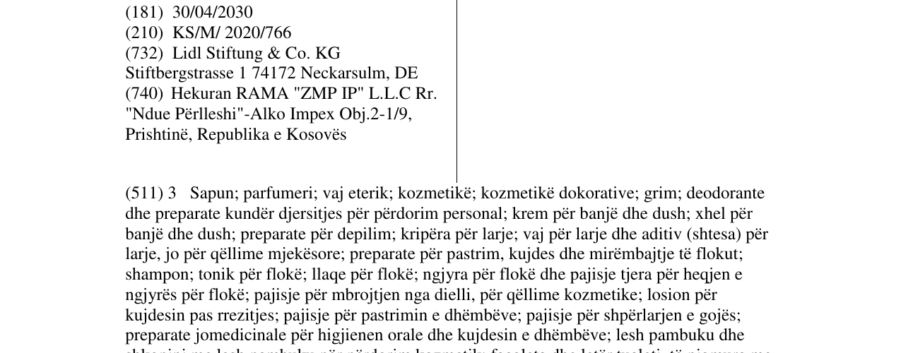 Zëri i markës Cien në buletin