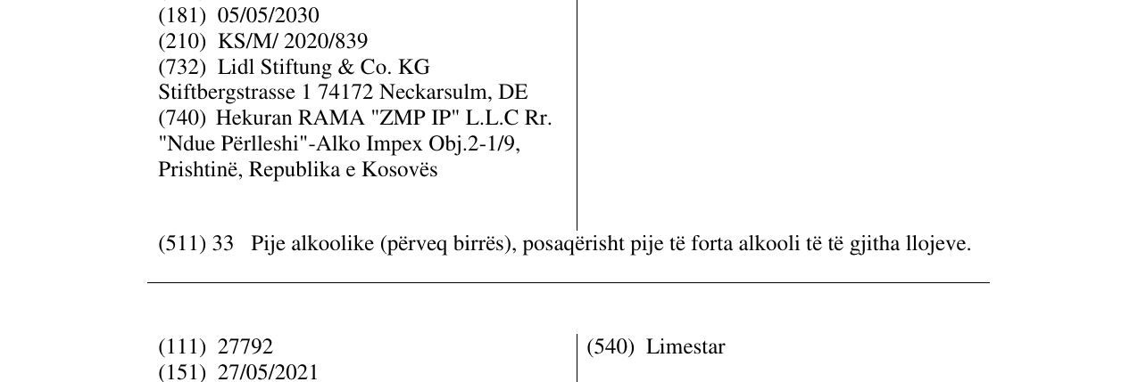 Zëri i markës Liberté në buletin