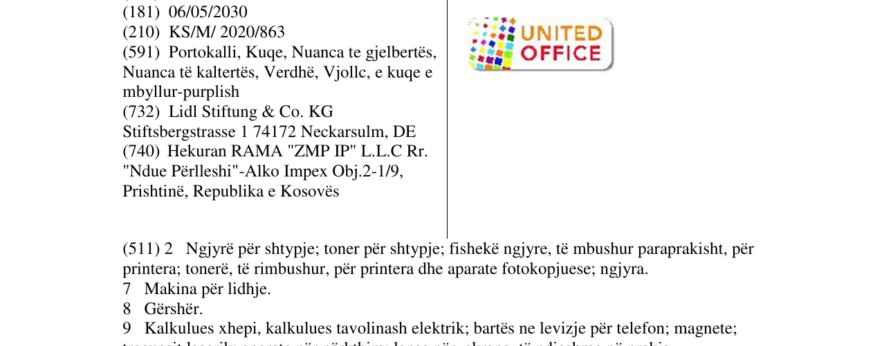 Zëri i markës UNITED OFFICE në buletin