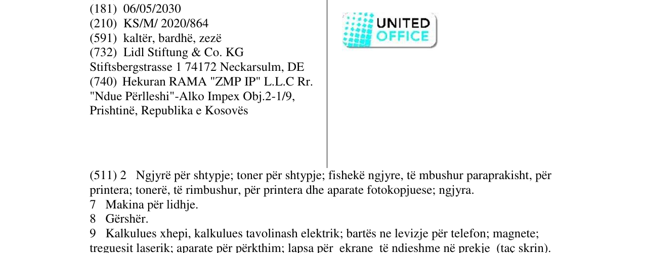 Zëri i markës UNITED OFFICE në buletin