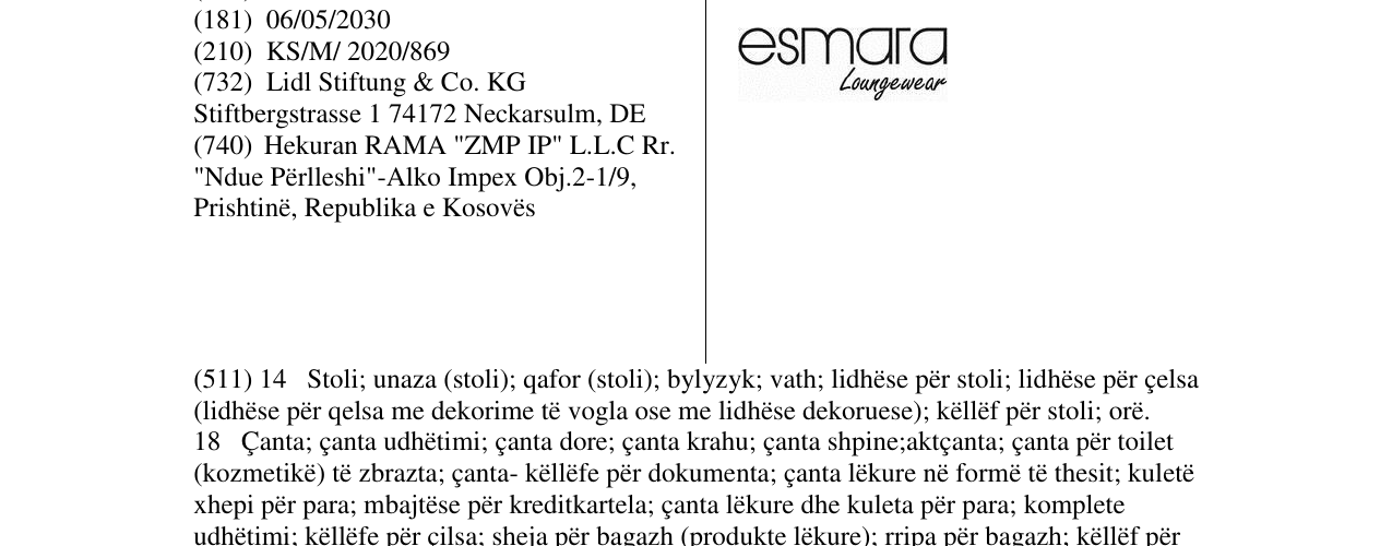 Zëri i markës ESMAGA në buletin