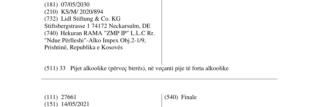 Zëri i markës Vieux Garcon në buletin
