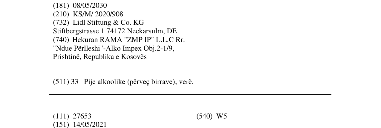 Zëri i markës VREDEBOSCH në buletin