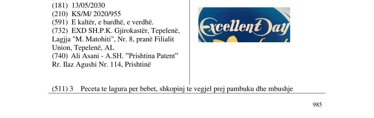 Zëri i markës Excellent Day në buletin