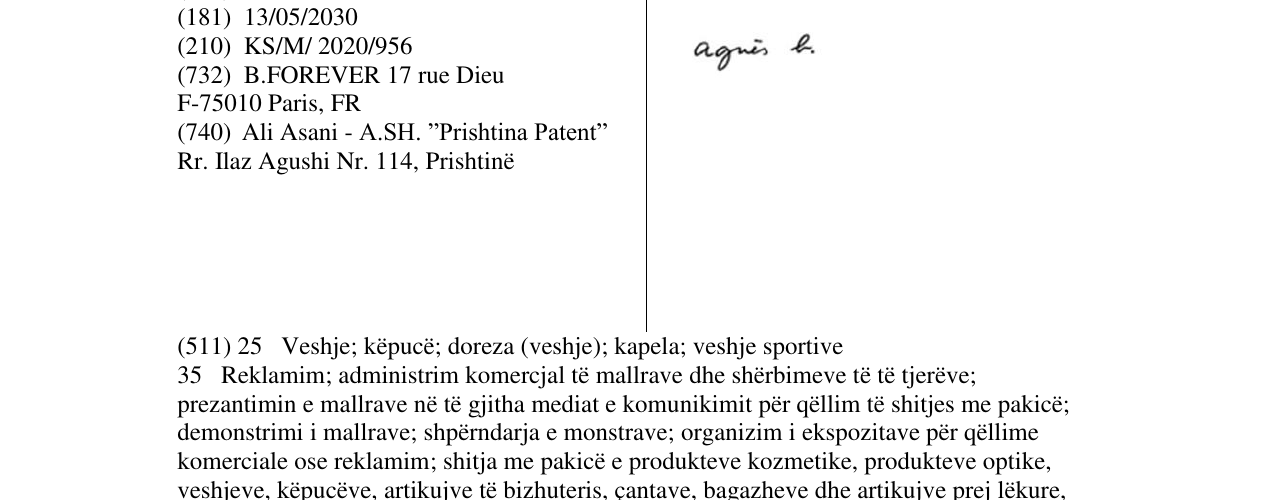Zëri i markës AGNESA.B në buletin