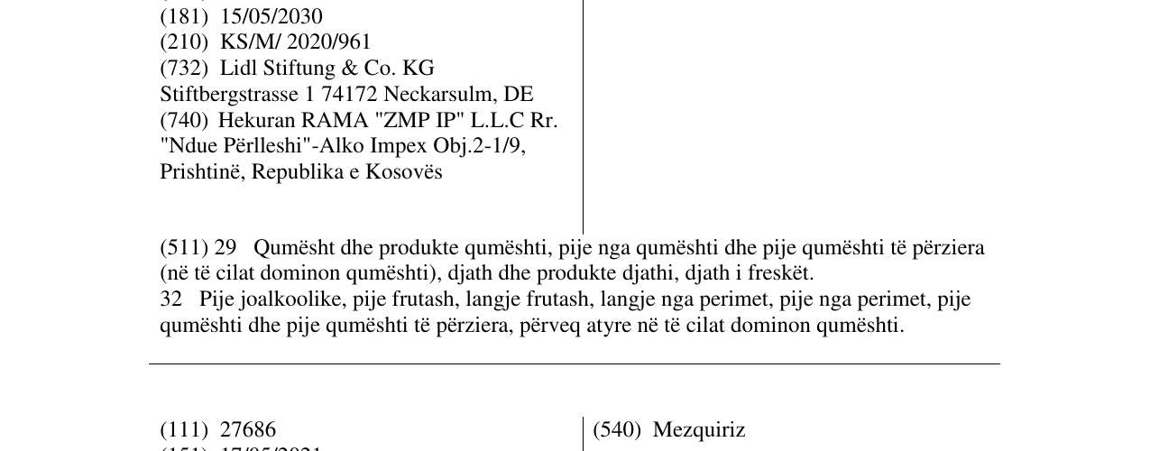 Zëri i markës Milbona në buletin