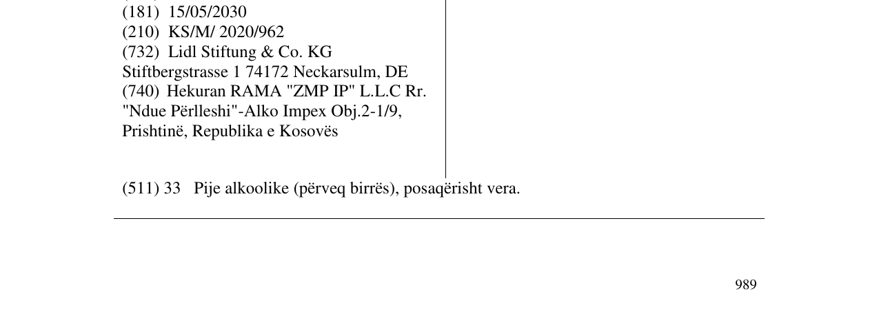 Zëri i markës Mezquiriz në buletin
