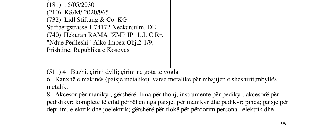 Zëri i markës Miomare në buletin