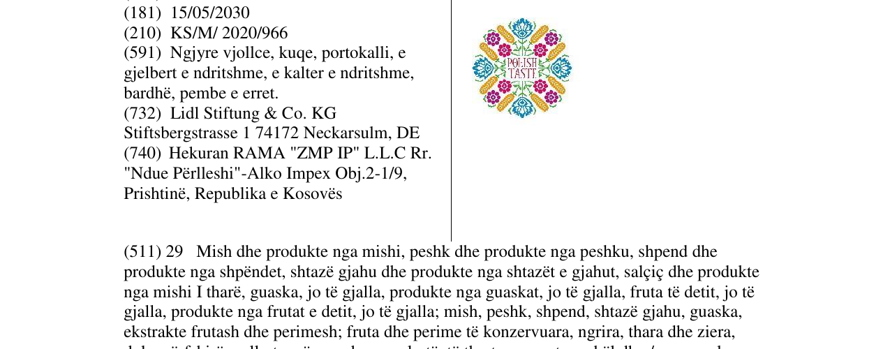 Zëri i markës POLISH TASTE në buletin
