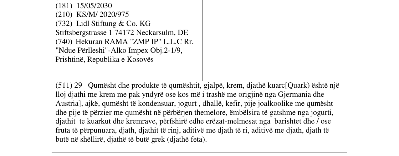 Zëri i markës Pilos në buletin
