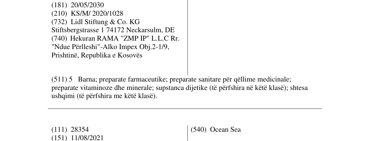 Zëri i markës Optisana në buletin