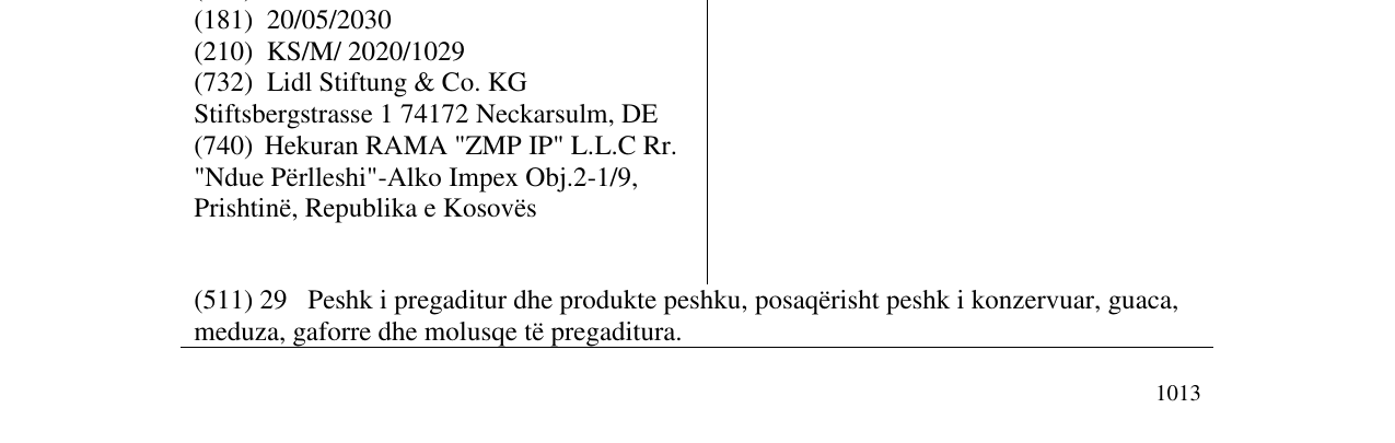 Zëri i markës Ocean Sea në buletin