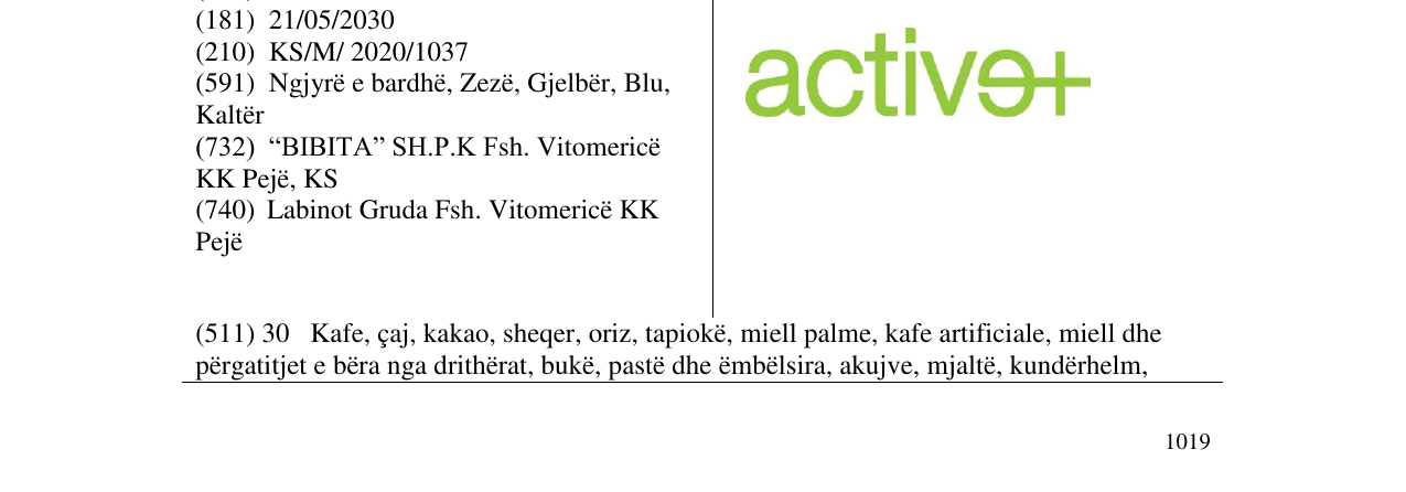 Zëri i markës ACTIVE+ në buletin