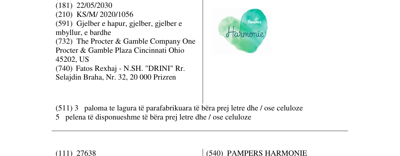 Zëri i markës PAMPERS HARMONIE në buletin