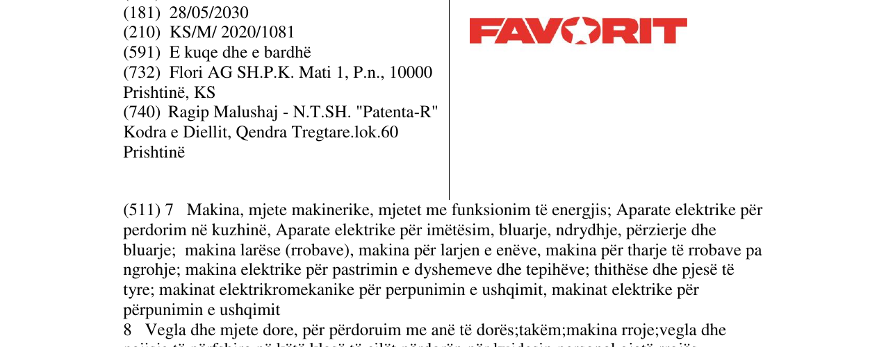 Zëri i markës FAVORIT në buletin