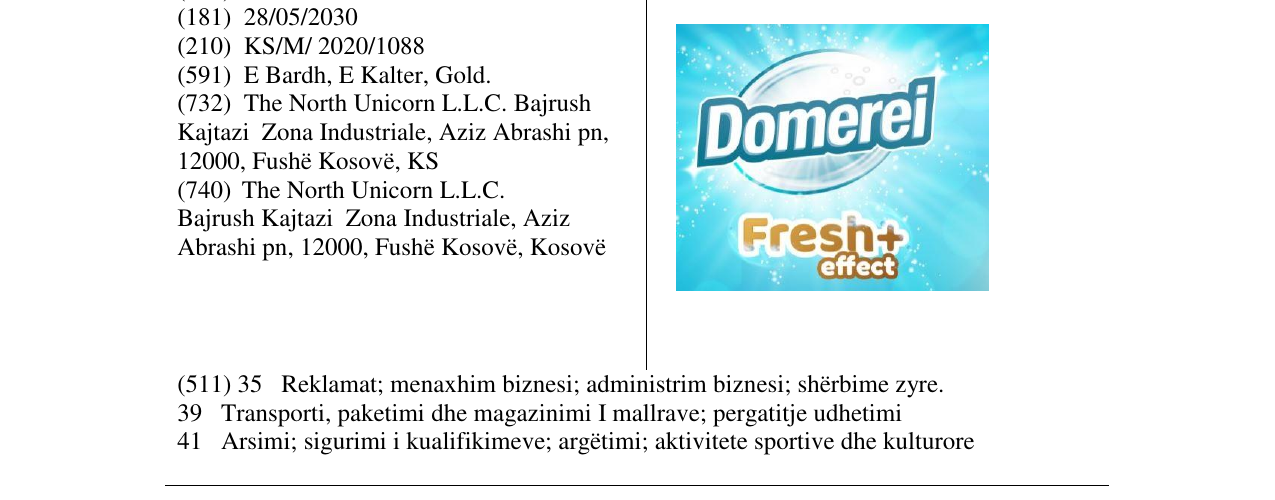 Zëri i markës DOMEREI në buletin