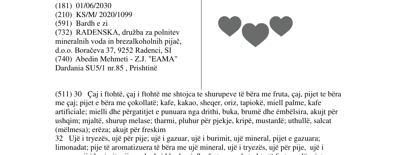 Zëri i markës RADENSKA në buletin