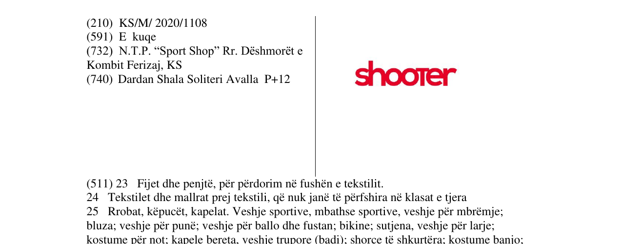 Zëri i markës SHOOTER në buletin
