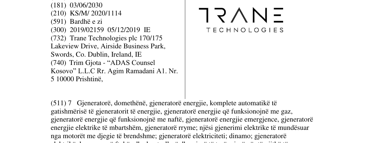 Zëri i markës TRANE TECHNOLOGIES në buletin