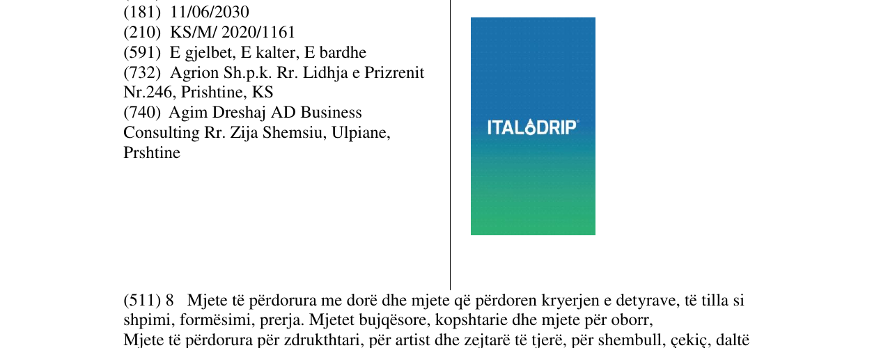 Zëri i markës ITALODRIP në buletin