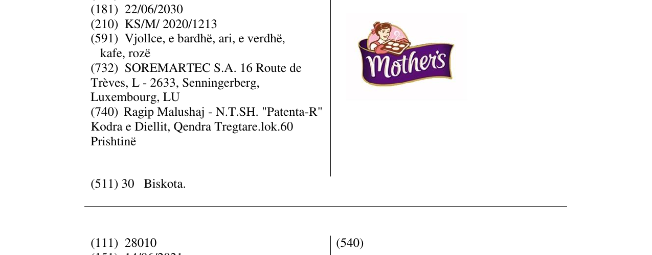 Zëri i markës MOTHERS në buletin