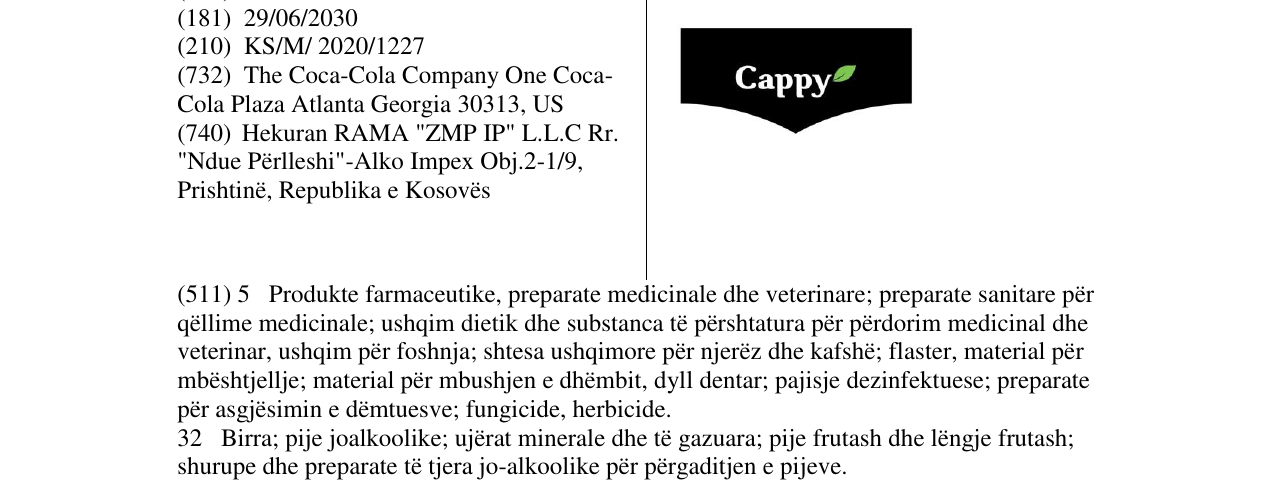 Zëri i markës Cappy në buletin