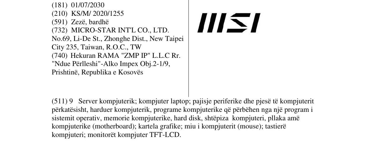 Zëri i markës MSI në buletin