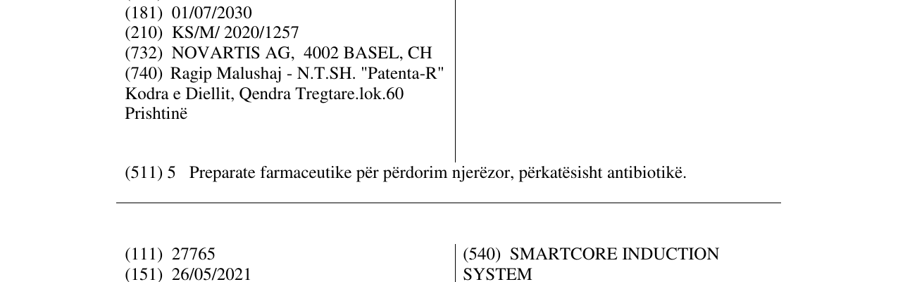 Zëri i markës SANAXIN në buletin