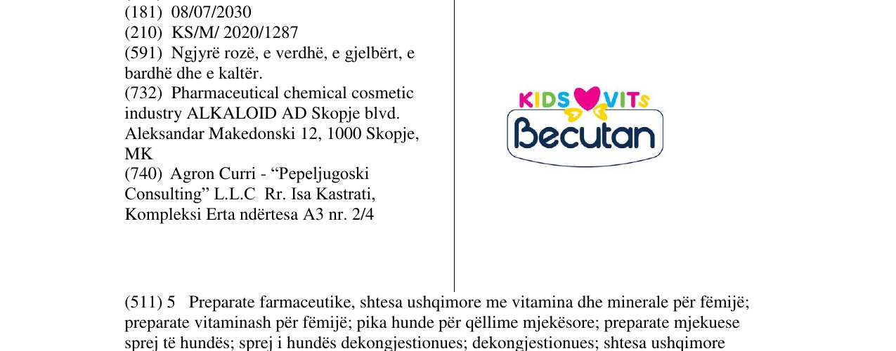 Zëri i markës BECUTAN në buletin
