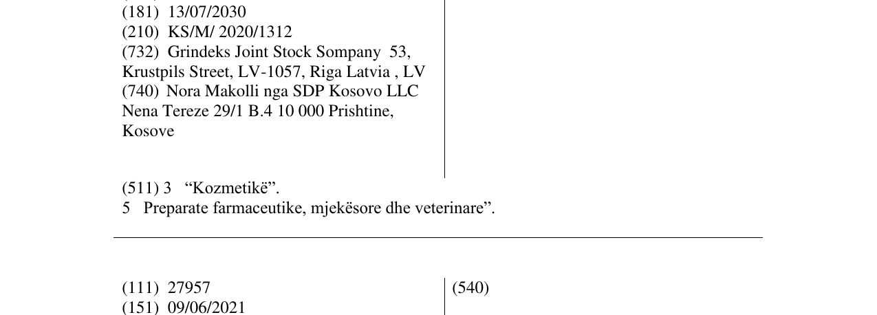 Zëri i markës Valusal në buletin
