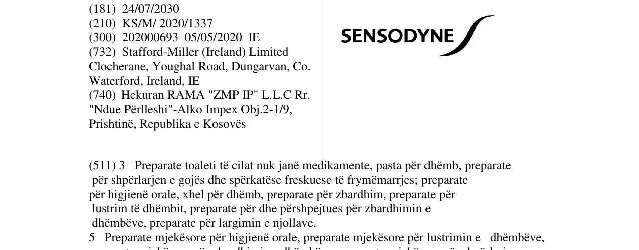 Zëri i markës SENSODYNE në buletin