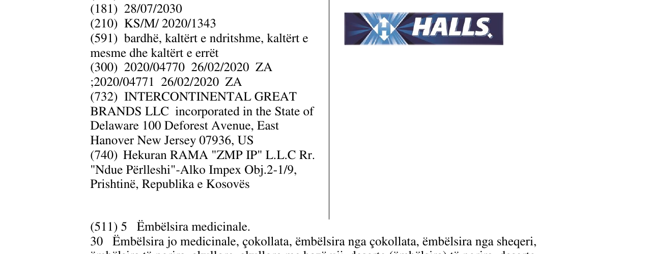Zëri i markës HALLS në buletin