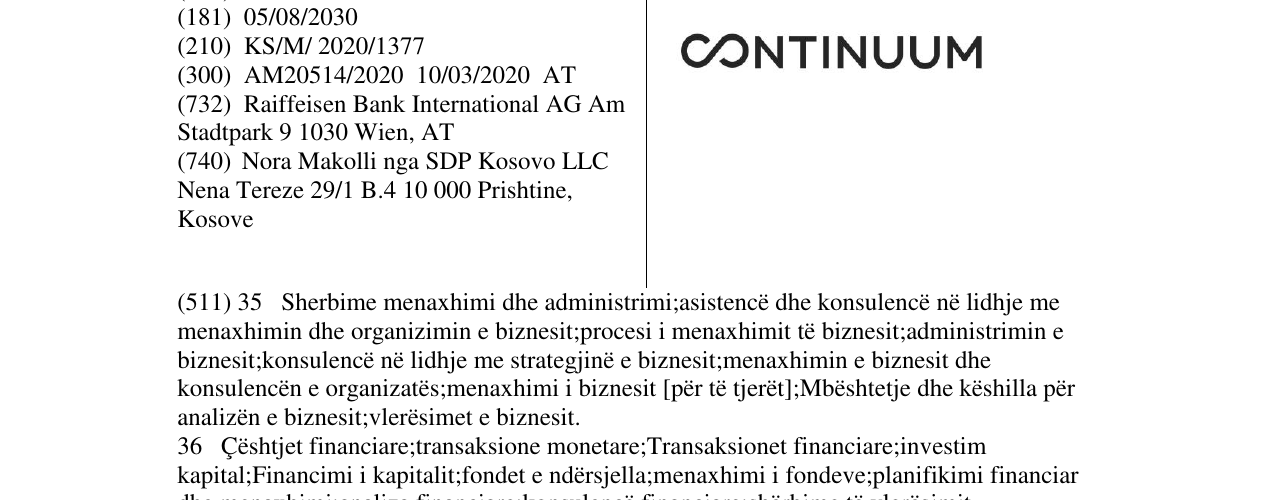 Zëri i markës CONTINUUM në buletin