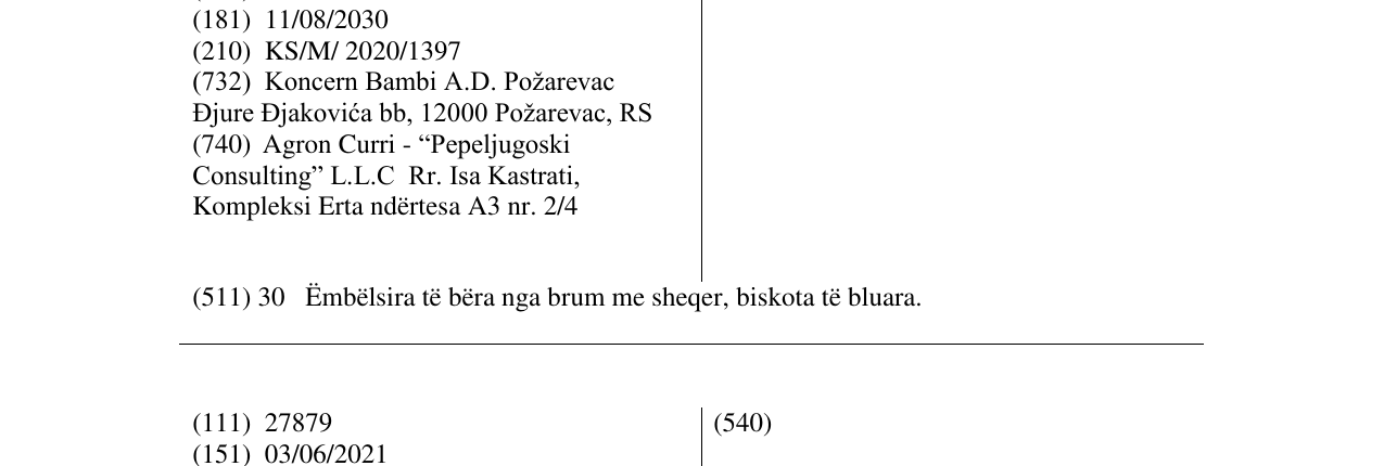 Zëri i markës Zlatni Pek në buletin