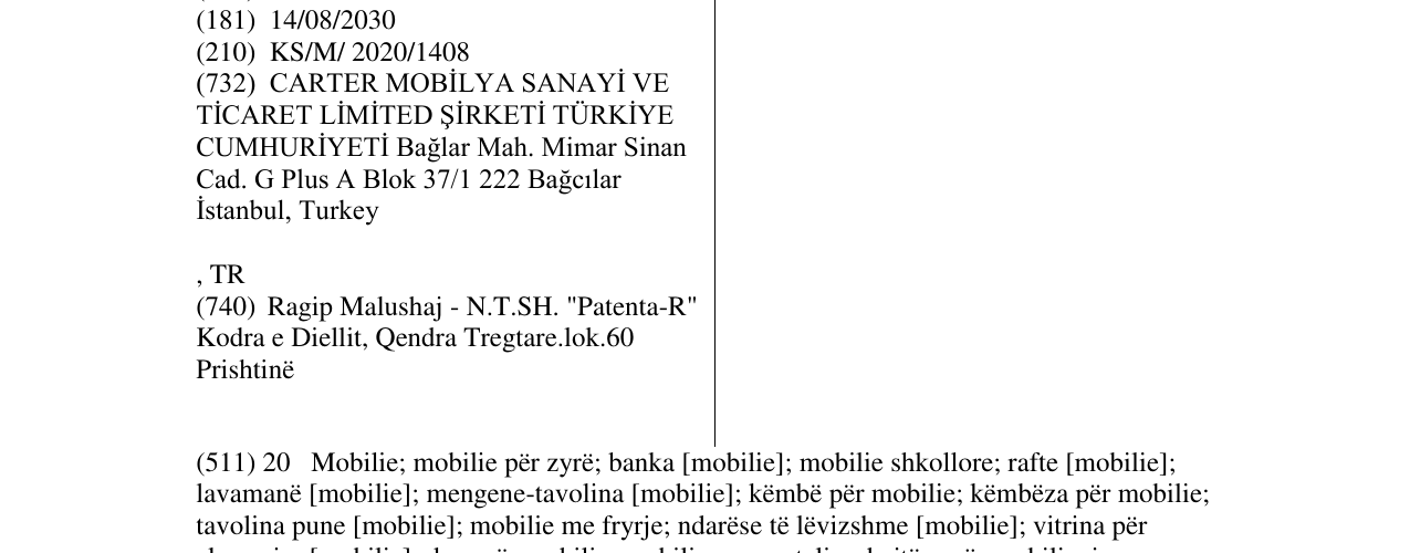 Zëri i markës CARTER në buletin