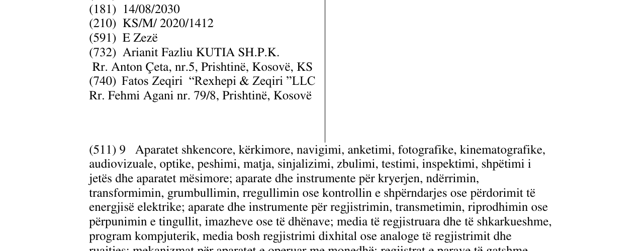 Zëri i markës Kutia në buletin