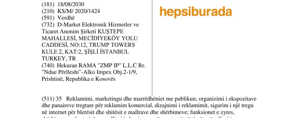 Zëri i markës HEPSIBURADA në buletin