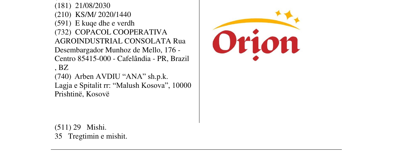 Zëri i markës ORION në buletin