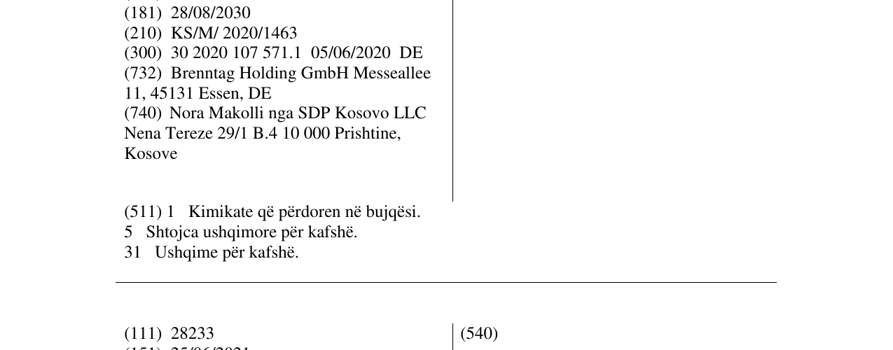 Zëri i markës Neubacid në buletin