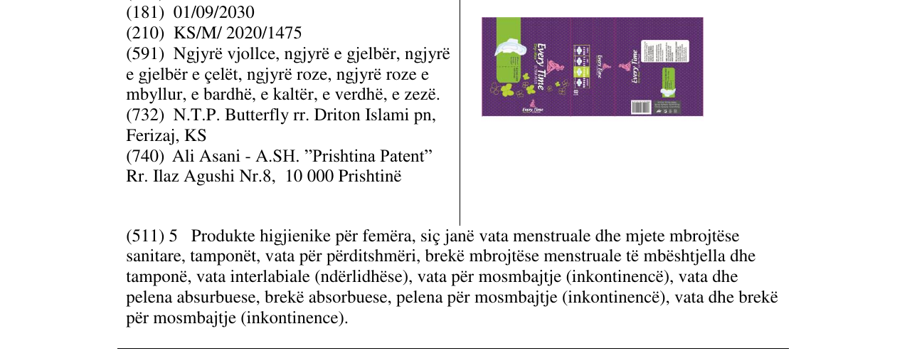 Zëri i markës Every Time Dry Max në buletin