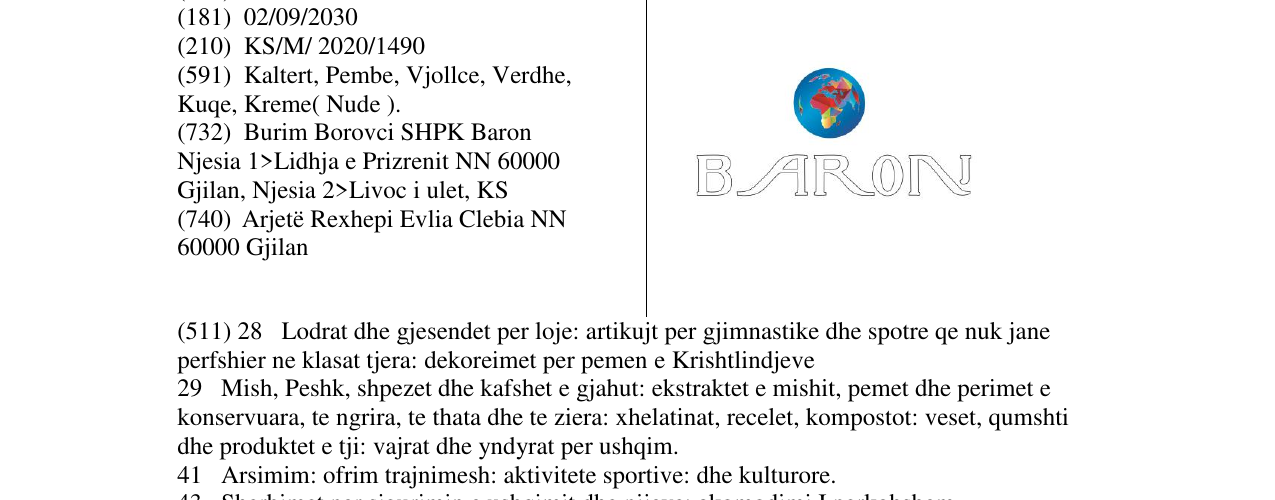 Zëri i markës BARON në buletin