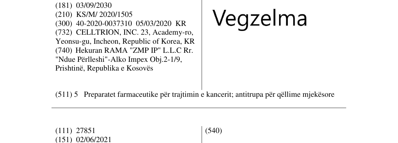 Zëri i markës Vegzelma në buletin
